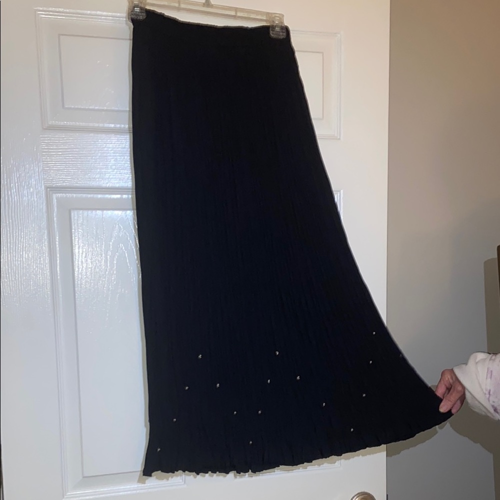 Stonebridge Petites Elegant Black Pleated Maxi Skirt
